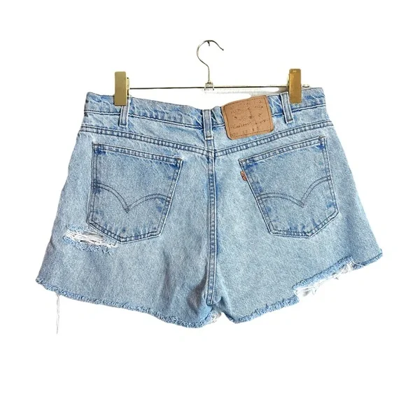 Vintage Levi’s • Orange Tab Mid Cutoff Denim Shorts Size L - Picture 2 of 4